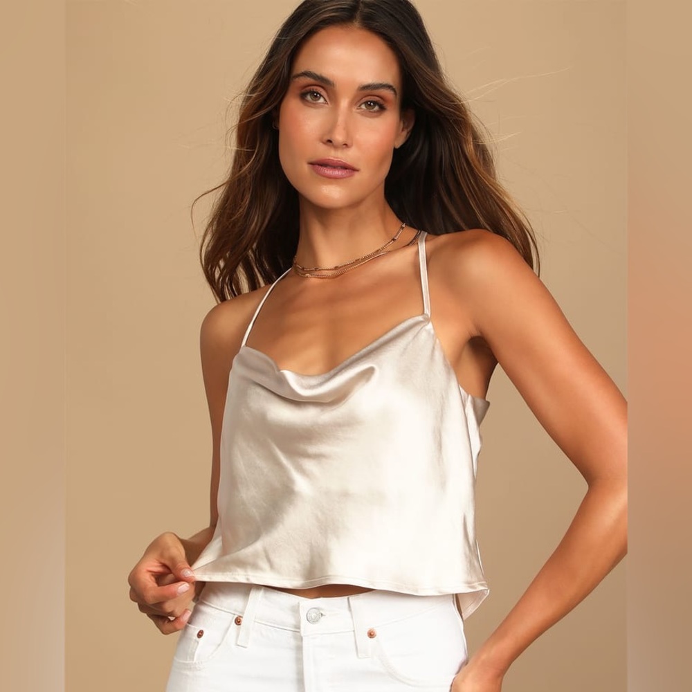 Lulu’s satin cowl neck cami tank